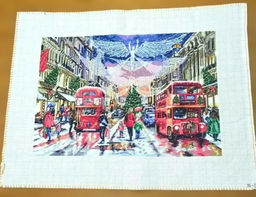 クロスステッチ完成品　クリスマス　刺繍