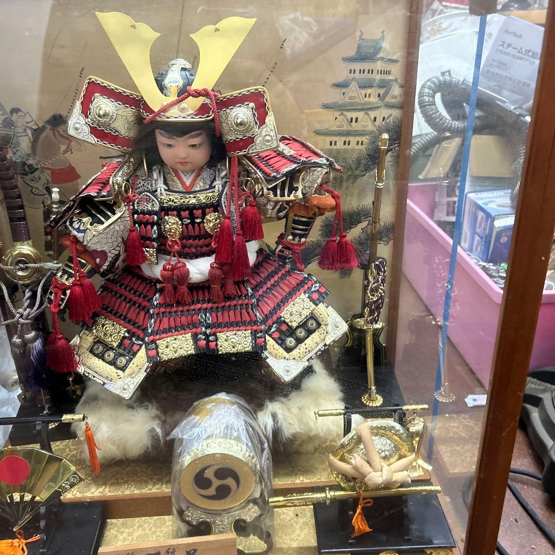 五月人形　大将飾り　亀甲　兜　刀　初陣　オルゴール付き
