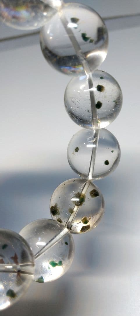 【超大玉,超希少】グリーンマイカインクォーツ　２０㎜　ブレスレット　水晶　天然