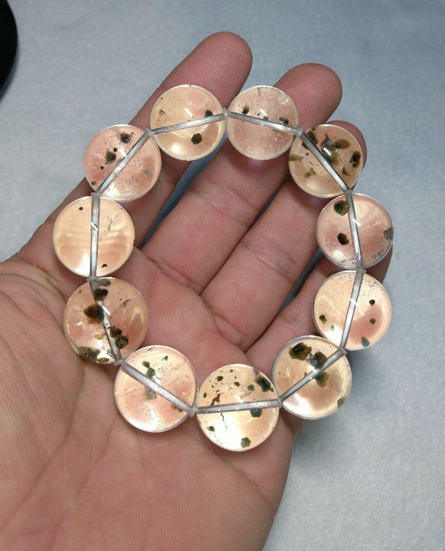 【超大玉,超希少】グリーンマイカインクォーツ　２０㎜　ブレスレット　水晶　天然