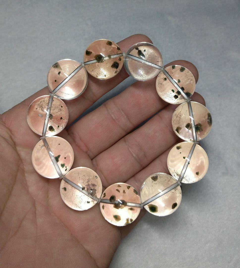 【超大玉,超希少】グリーンマイカインクォーツ　２０㎜　ブレスレット　水晶　天然