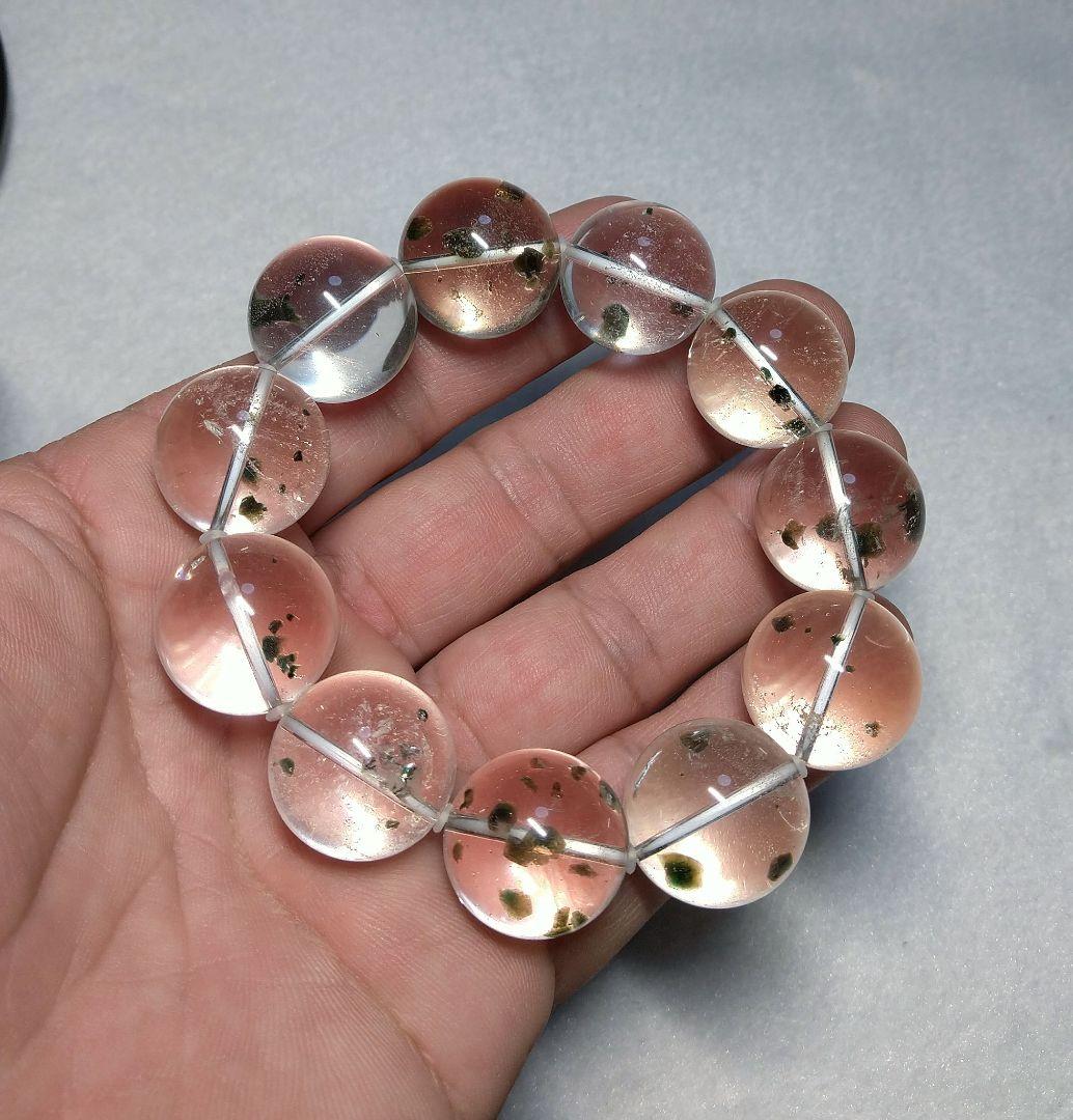 【超大玉,超希少】グリーンマイカインクォーツ　２０㎜　ブレスレット　水晶　天然