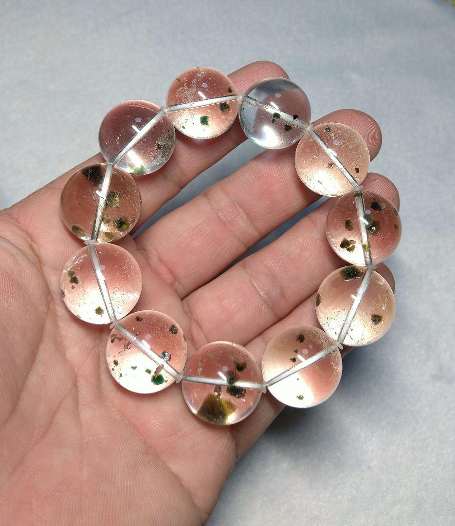 【超大玉,超希少】グリーンマイカインクォーツ　２０㎜　ブレスレット　水晶　天然