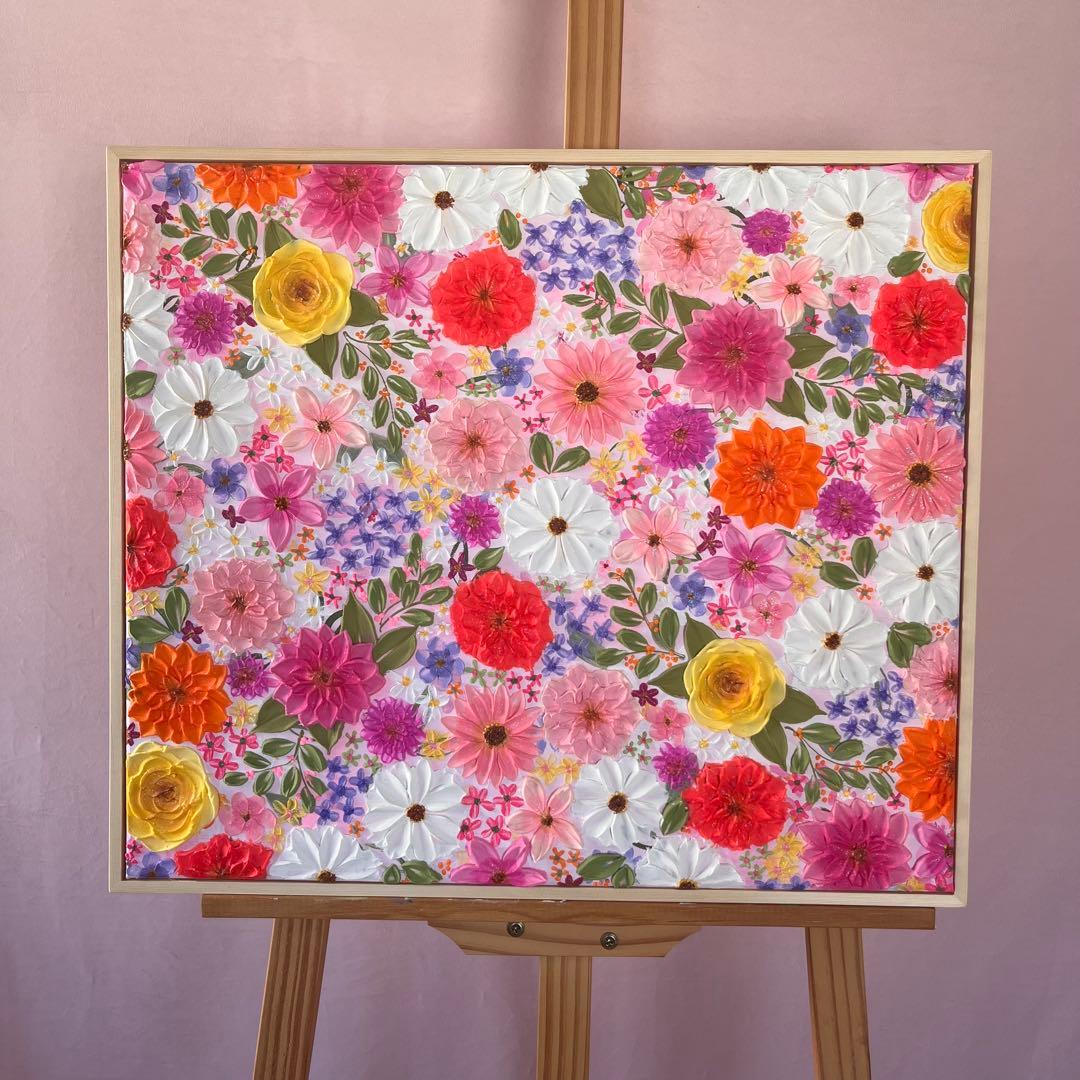 絵画 フラワーアート 花の絵 現代アート アートパネル　花柄　フラワーインテリア