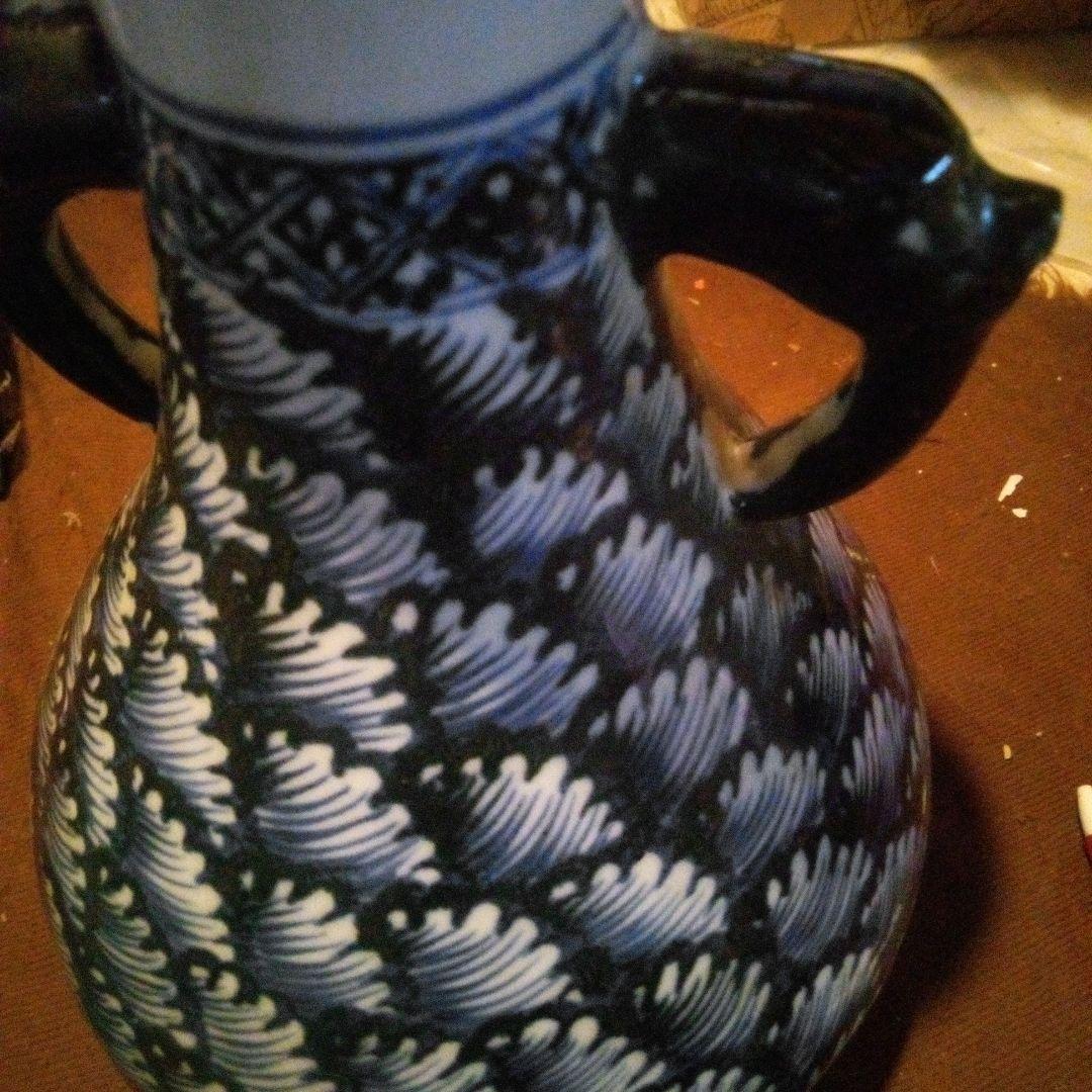 中国陶磁器　明鶴首青花壺