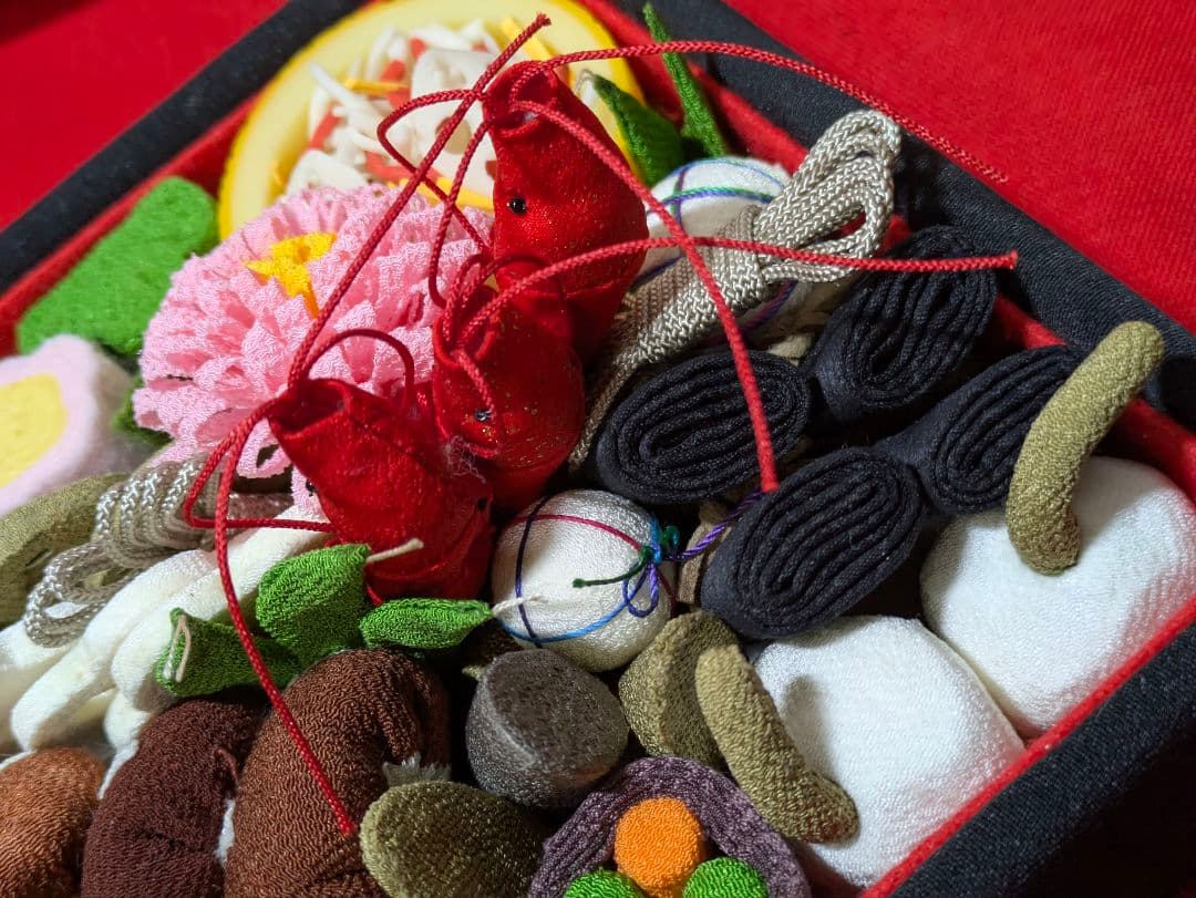 ちりめん細工　おせち料理　古布　お祝い　食品サンプル　ハンドメイド