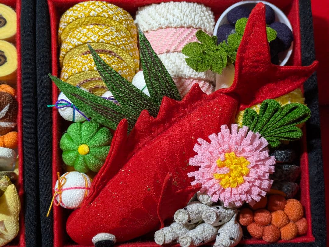 ちりめん細工　おせち料理　古布　お祝い　食品サンプル　ハンドメイド