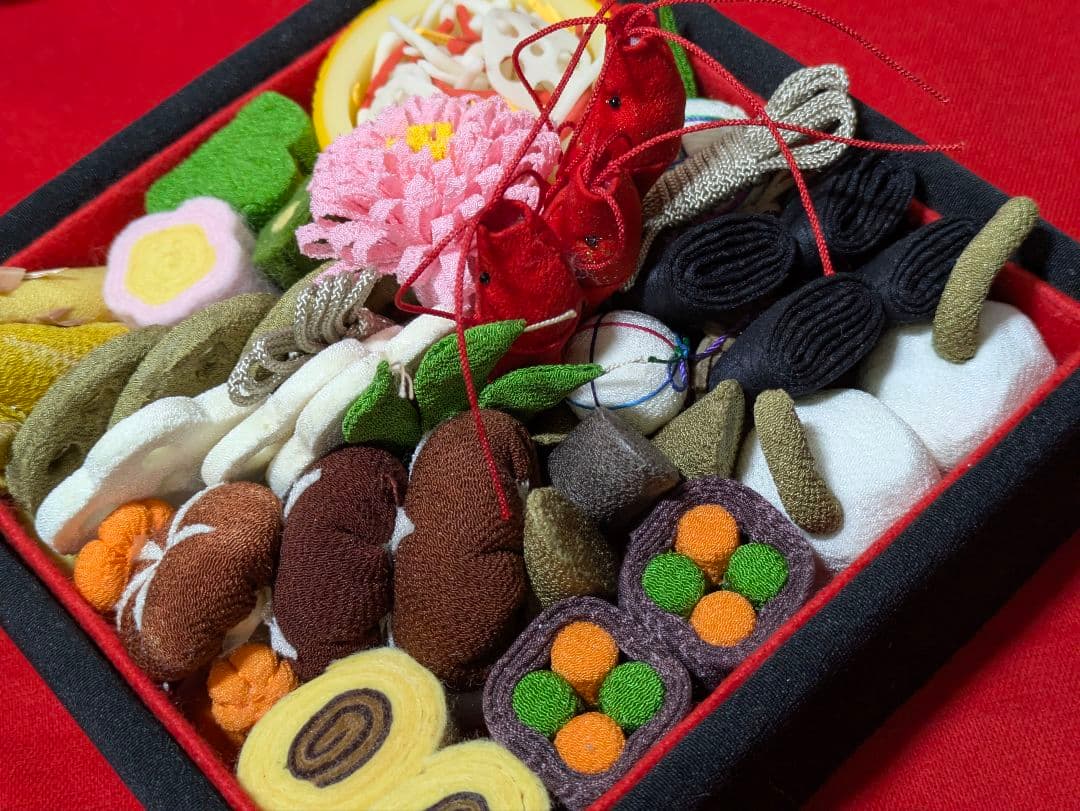 ちりめん細工　おせち料理　古布　お祝い　食品サンプル　ハンドメイド