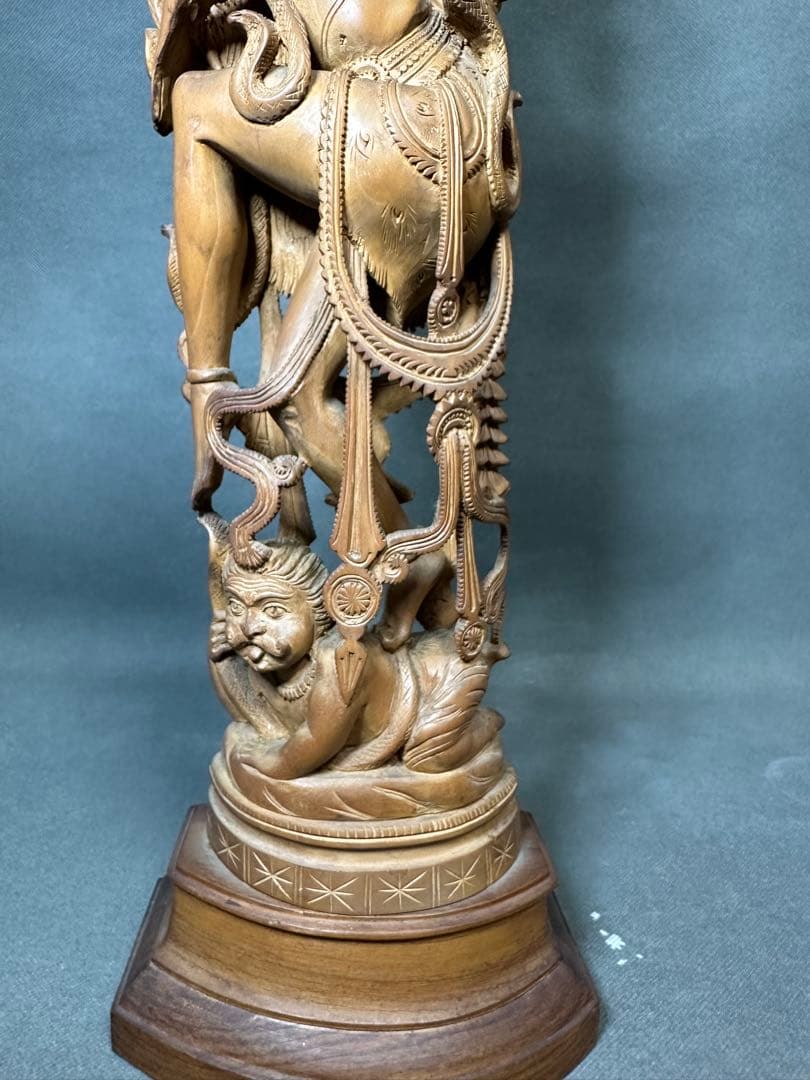 インド　白檀　木彫り　弁財天　仏教美術　仏像 骨董 木像　木製　仏教　置物