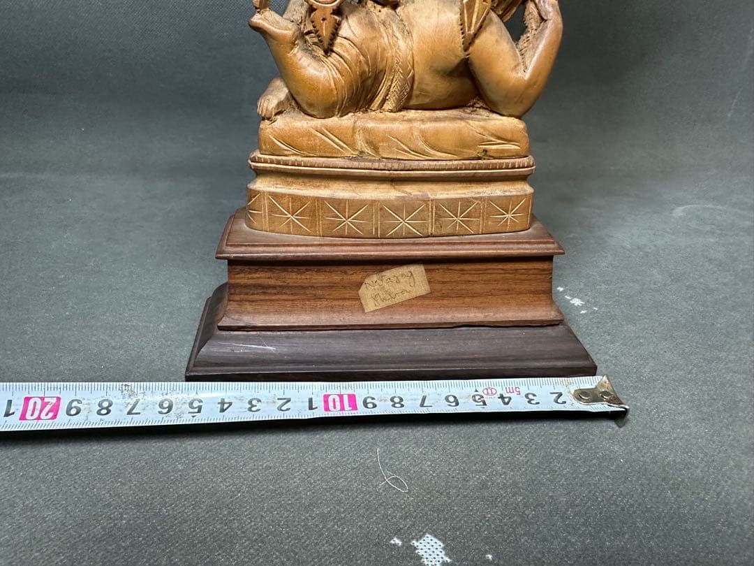 インド　白檀　木彫り　弁財天　仏教美術　仏像 骨董 木像　木製　仏教　置物