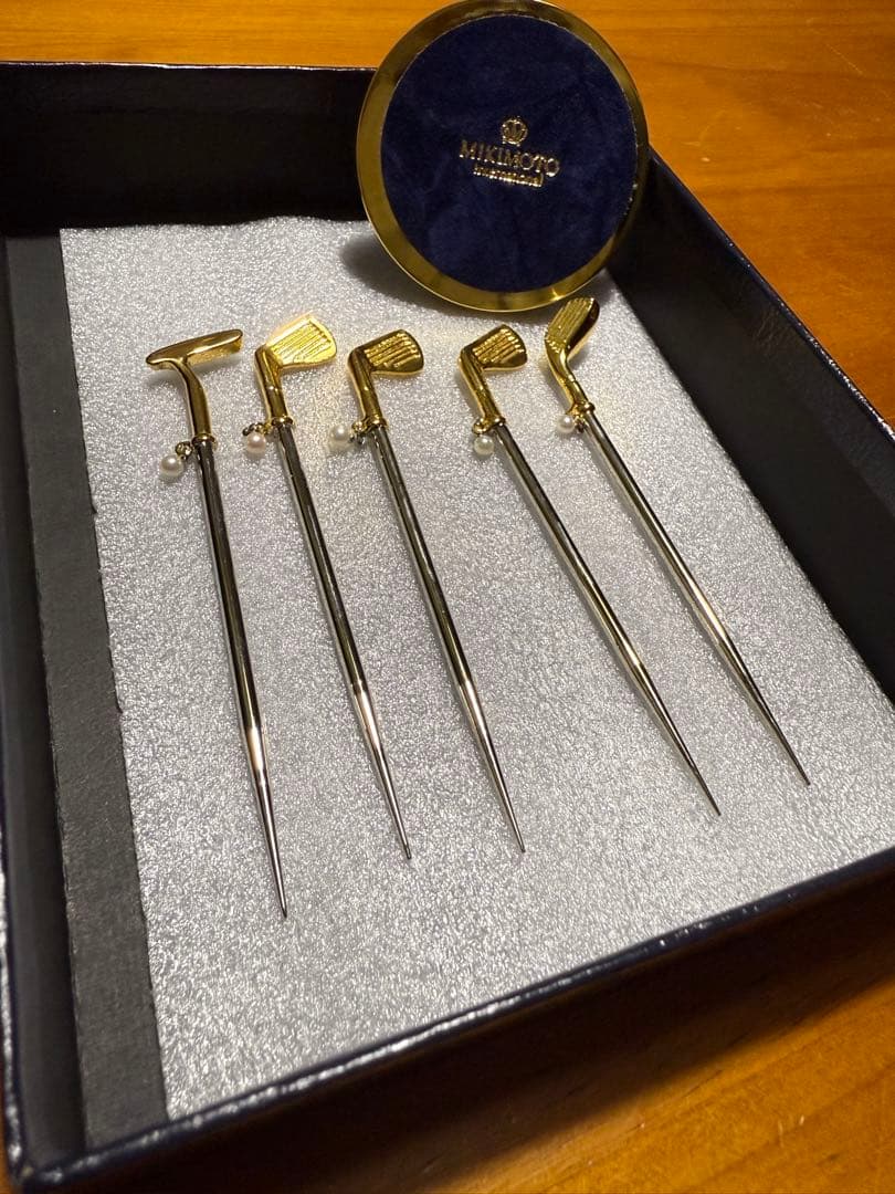 【お値下げしました】MIKIMOTOゴルフモチーフ　パール付きフルーツピック