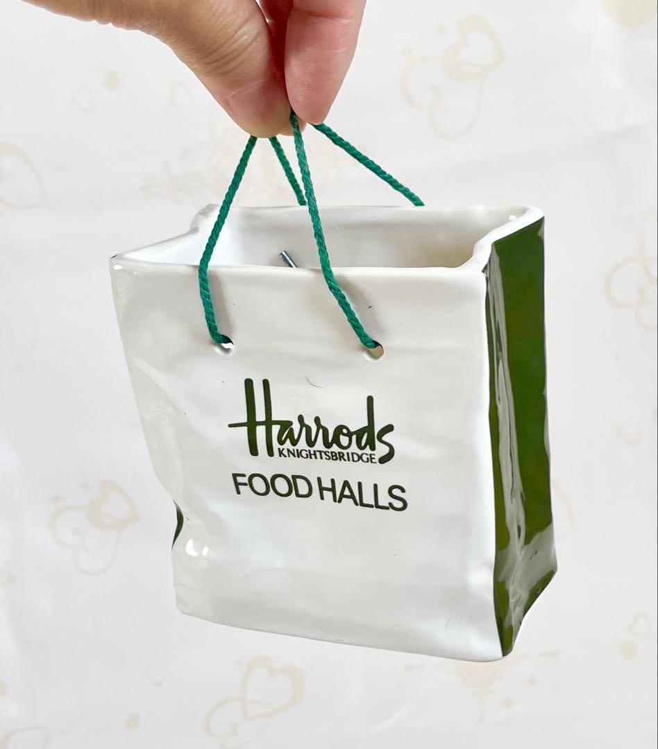 ★廃盤激レア品！Harrods 陶器小物入れ ハロッズバッグデザイン