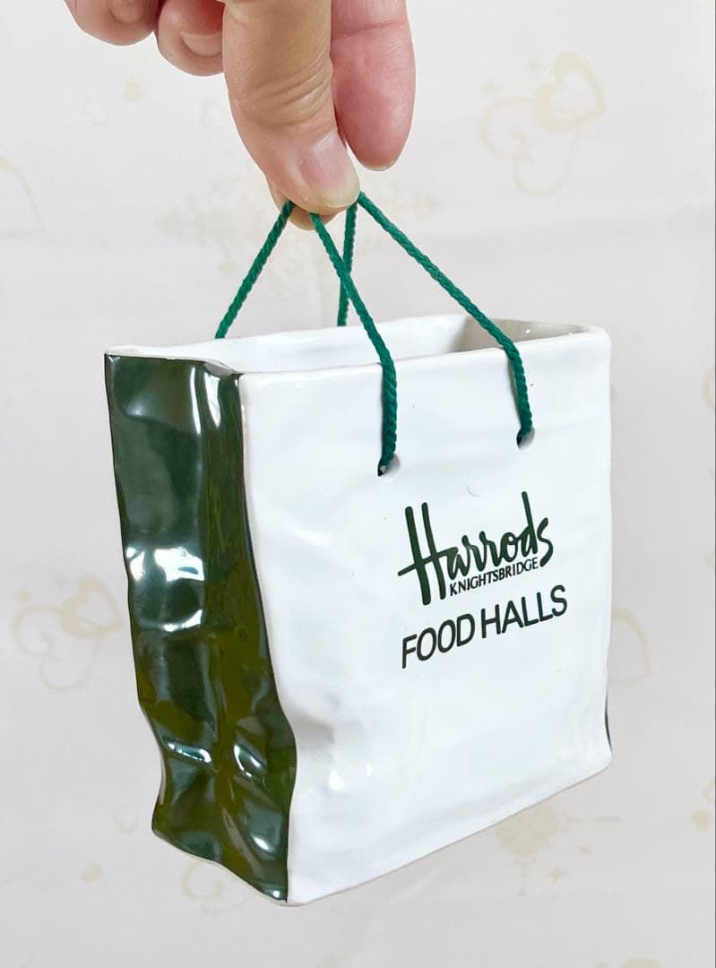 ★廃盤激レア品！Harrods 陶器小物入れ ハロッズバッグデザイン