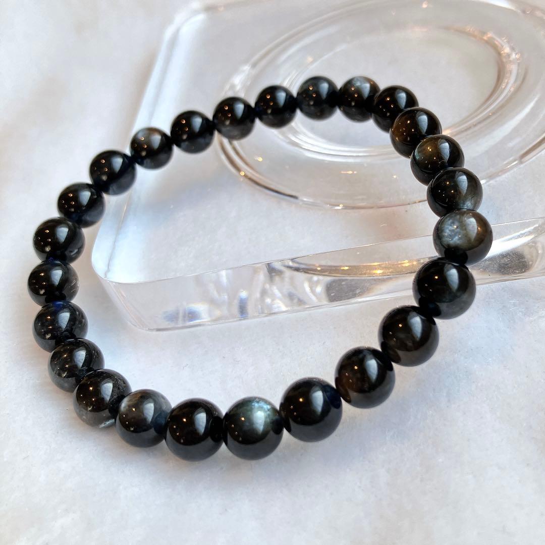 希少高品質！！！強シラー！ブラックスターアクアマリン ブレスレット