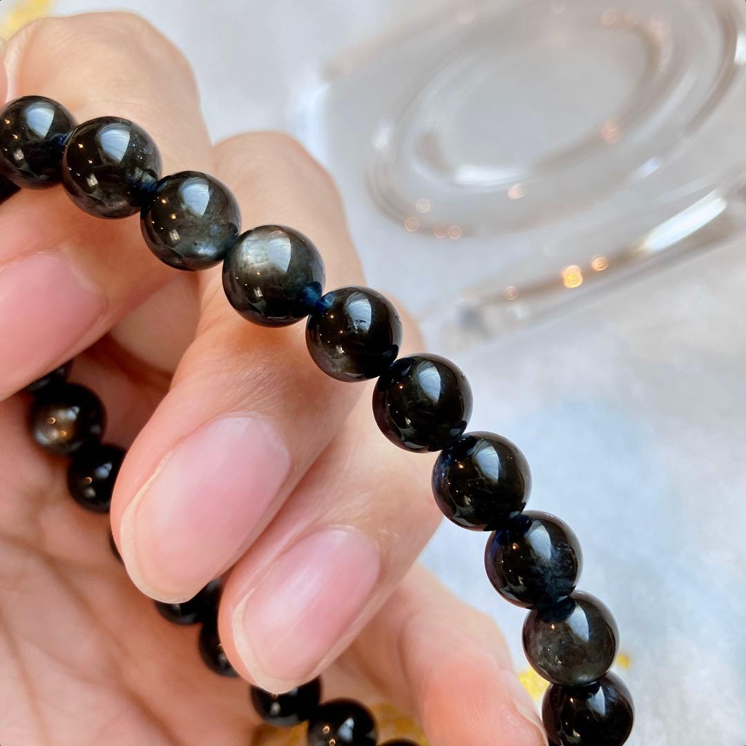 希少高品質！！！強シラー！ブラックスターアクアマリン ブレスレット