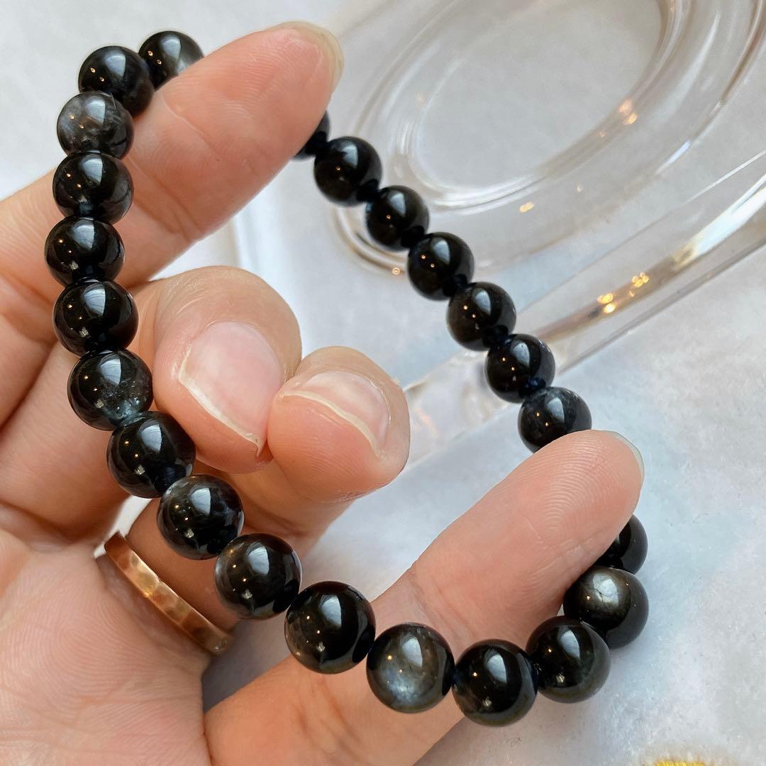 希少高品質！！！強シラー！ブラックスターアクアマリン ブレスレット