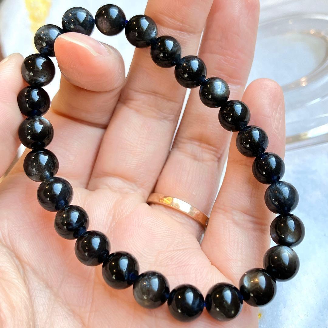 希少高品質！！！強シラー！ブラックスターアクアマリン ブレスレット