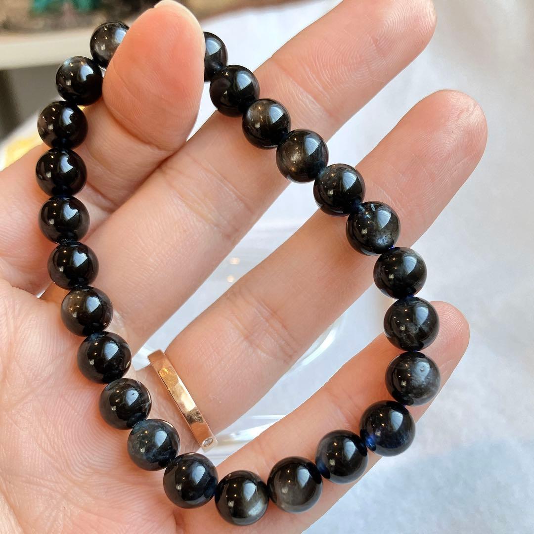 希少高品質！！！強シラー！ブラックスターアクアマリン ブレスレット