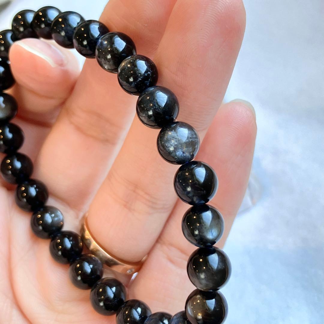 希少高品質！！！強シラー！ブラックスターアクアマリン ブレスレット