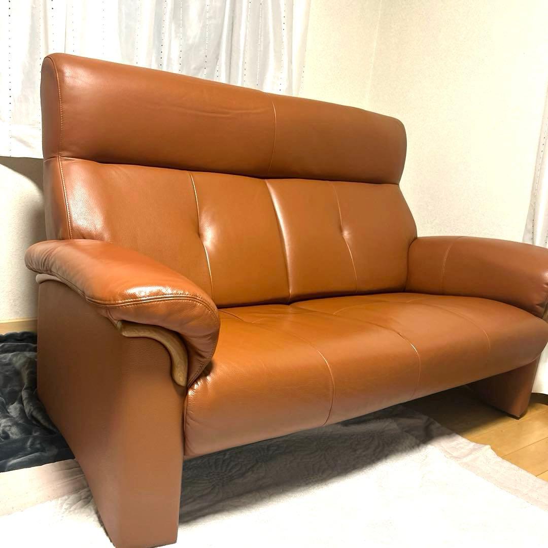 浜本工芸　美品　本革ソファ　L-2000
