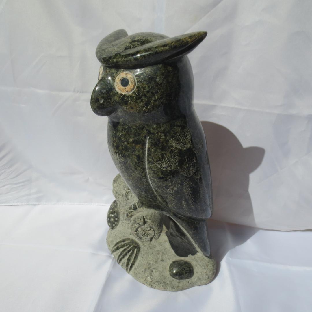 置物 フクロウ ふくろう 梟 オブジェ 福郎 御影石 玄関 看板 縁起物