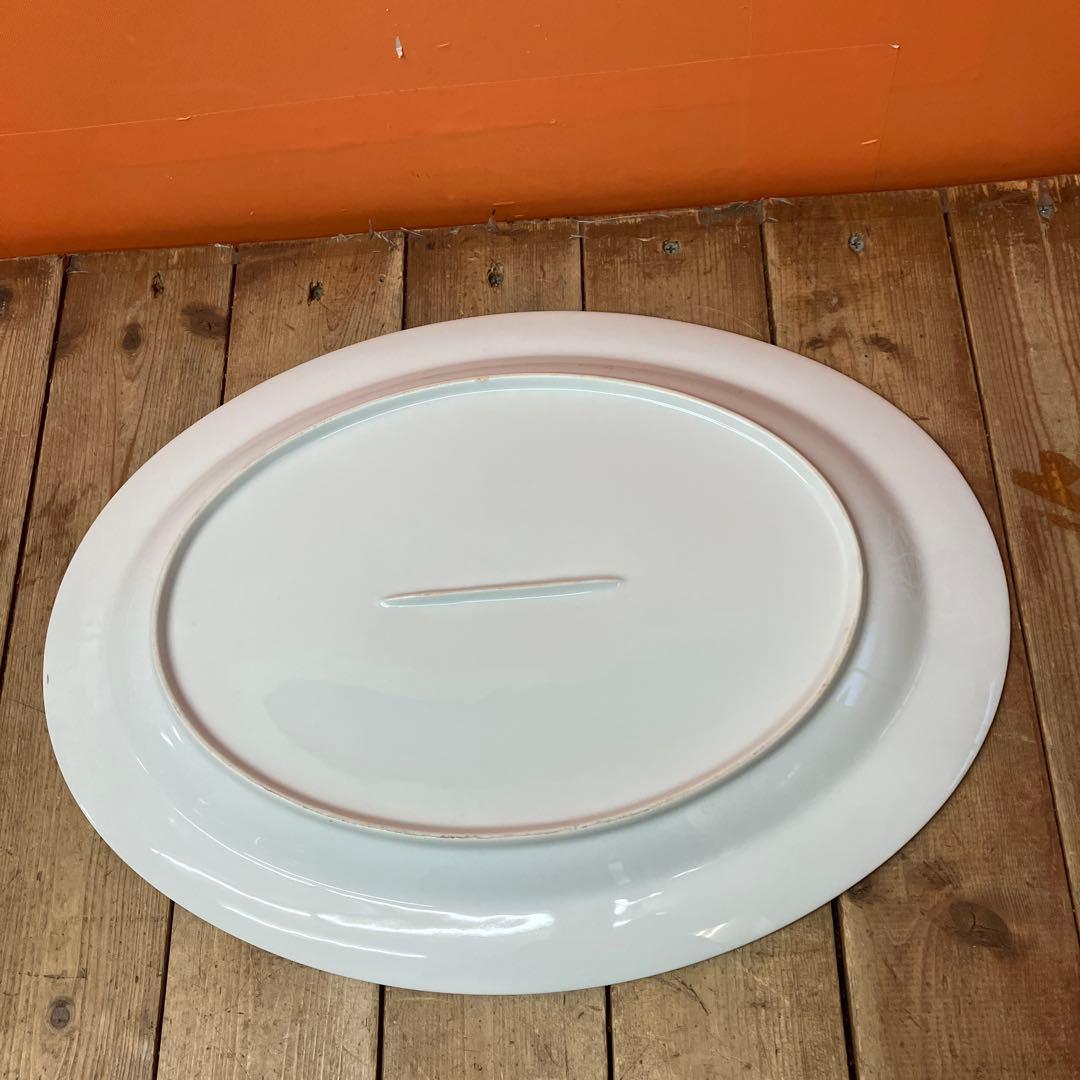 D-4 大皿 オーバルプレート ラスター彩 オーロラ 真珠光沢 薔薇 ローズ 花