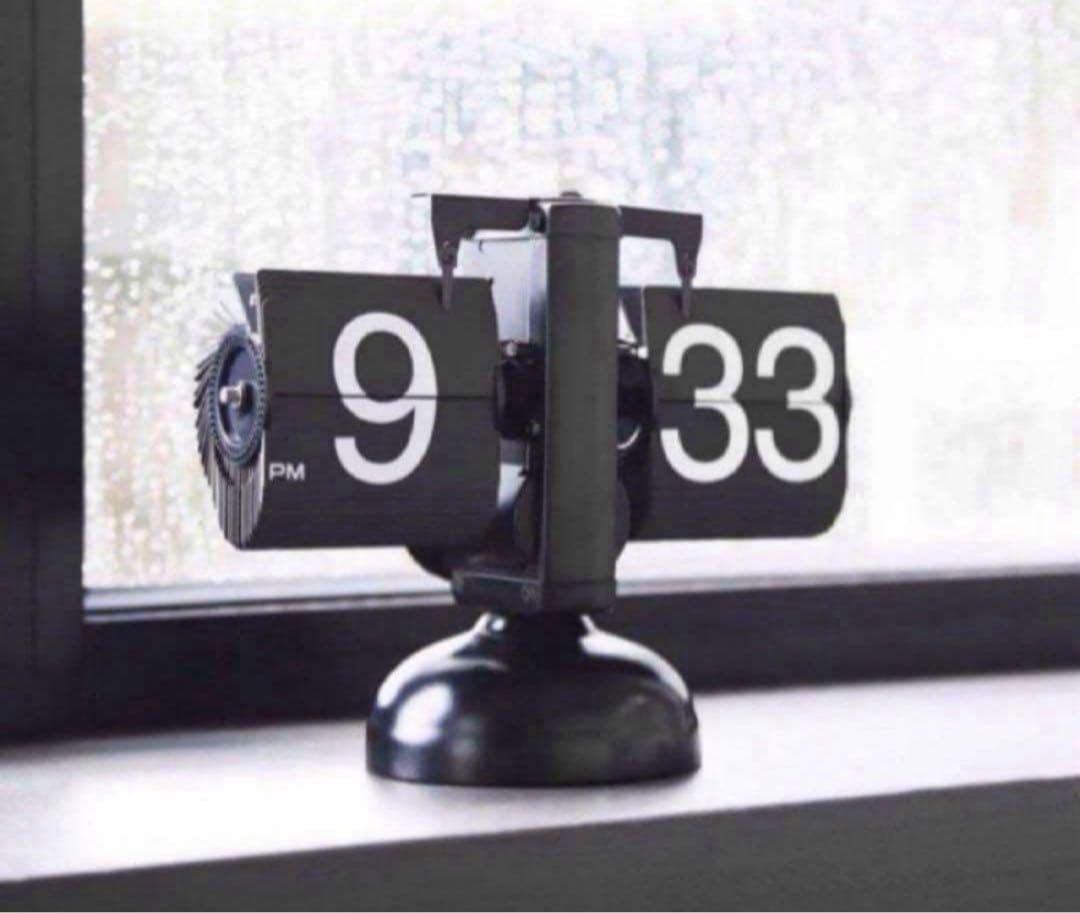 フリップ クロック パタパタ 時計 卓上 黒 レトロ 置き時計 おしゃれ 電池式