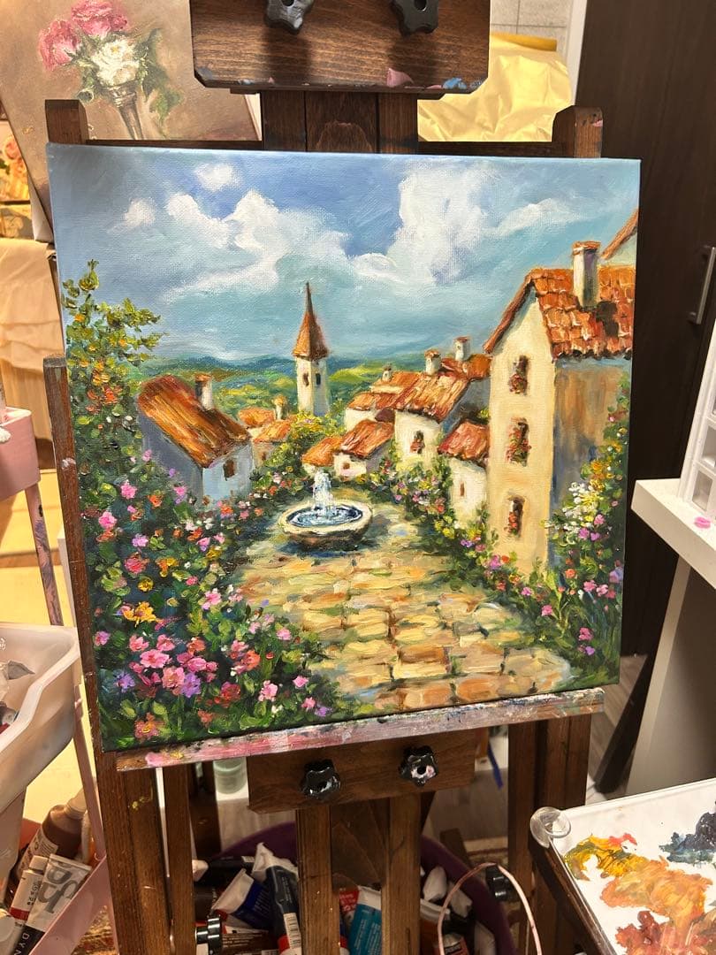 田舎の風景 油彩画