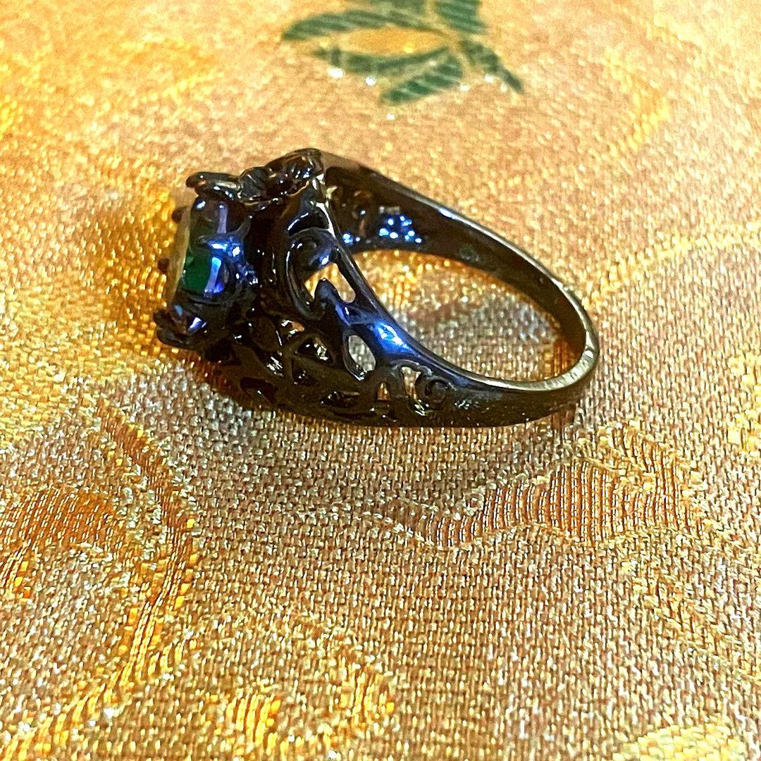 《呪物》黒魔女の魂宿る黒指輪　厄除け　魔除け　反射　曰く付き　縁起物　パワー