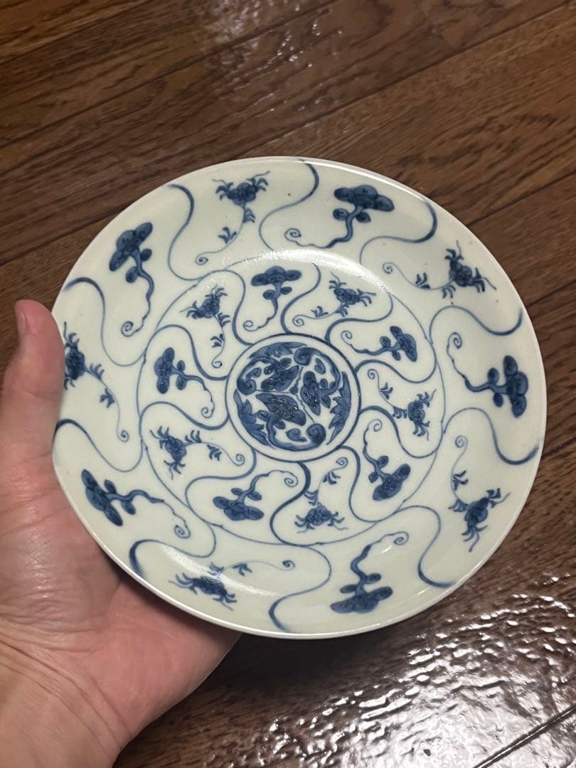 古伊万里　霊芝　なずな　中皿　無傷完品　モダン　伊万里　くらわんか　昆虫文