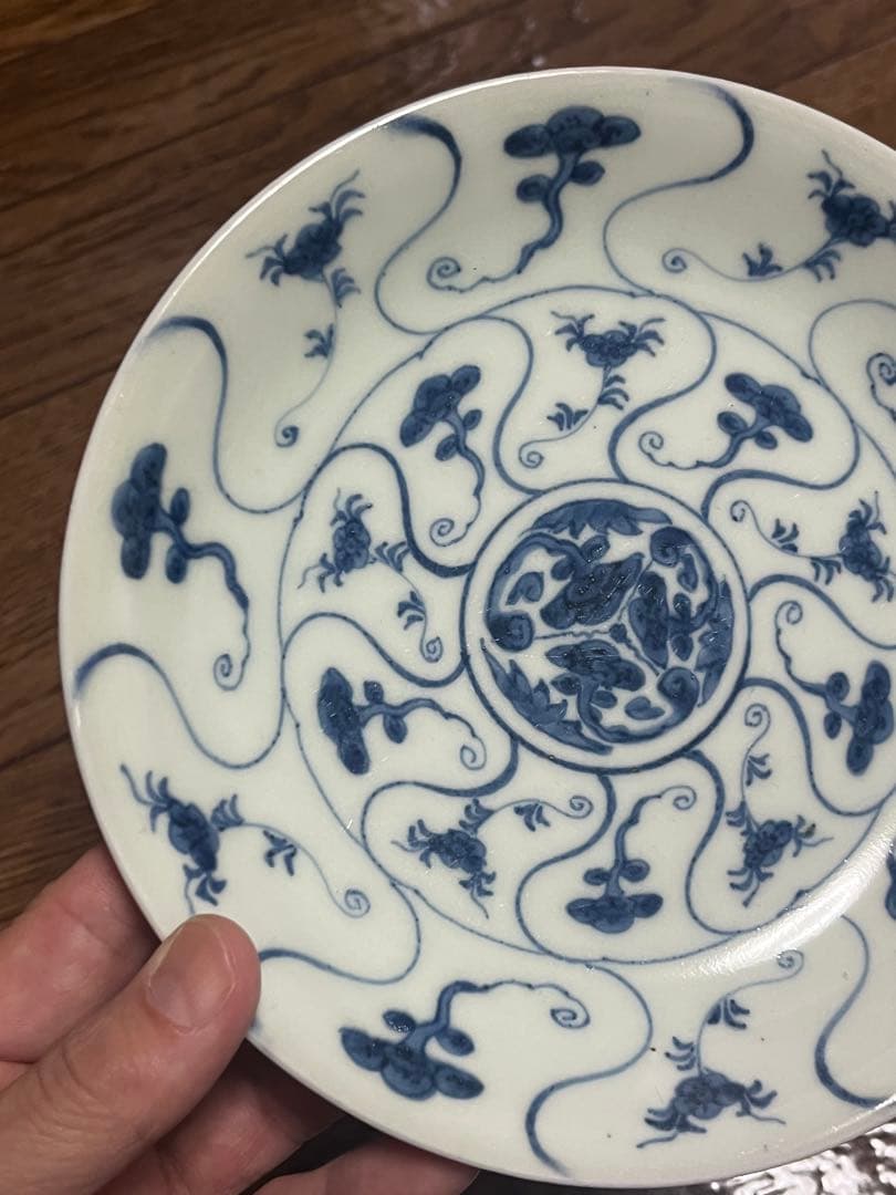 古伊万里　霊芝　なずな　中皿　無傷完品　モダン　伊万里　くらわんか　昆虫文