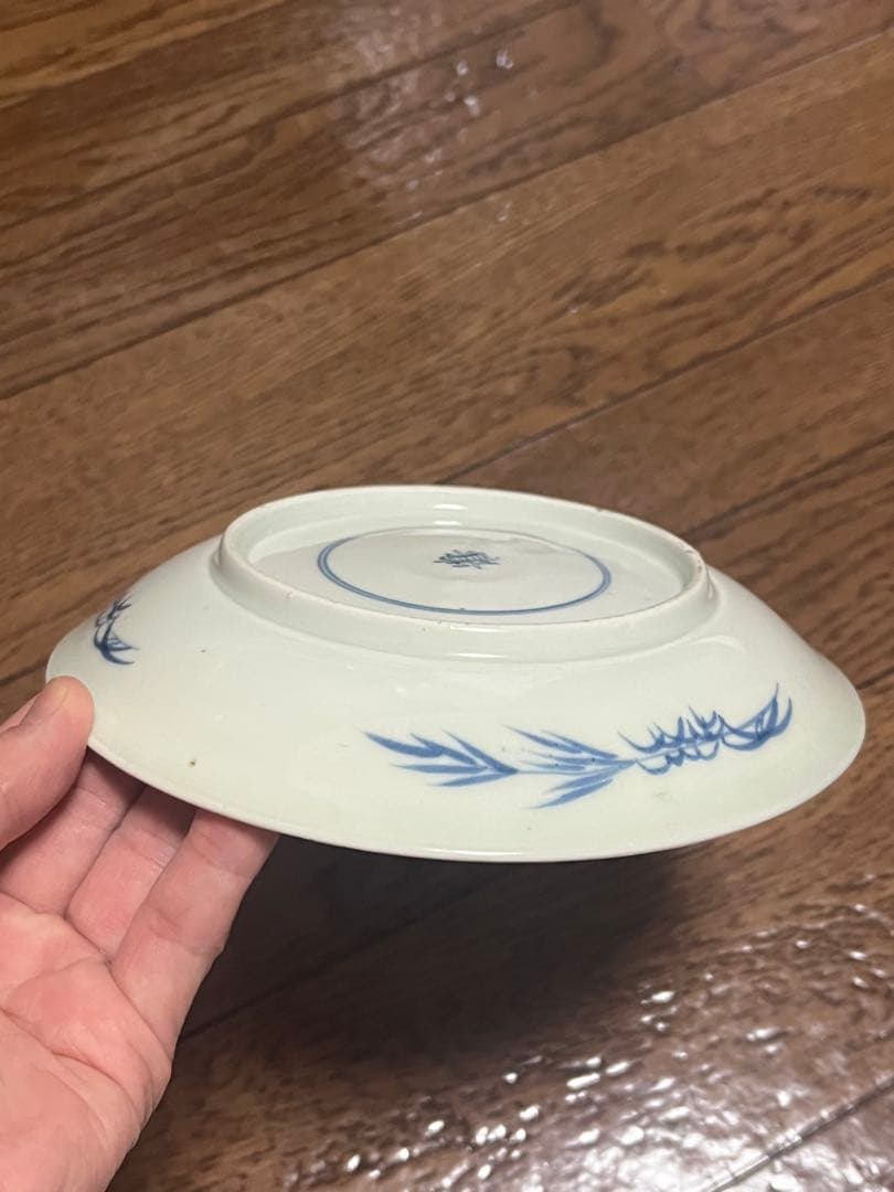 古伊万里　霊芝　なずな　中皿　無傷完品　モダン　伊万里　くらわんか　昆虫文