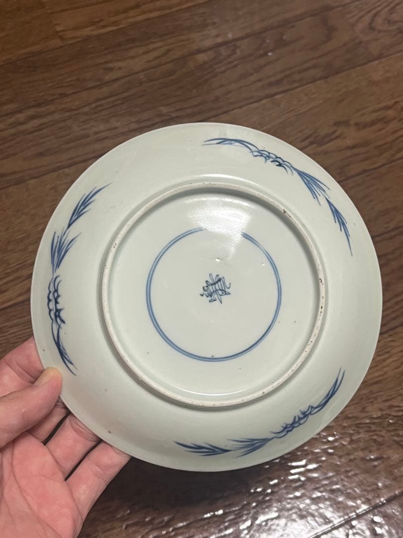 古伊万里　霊芝　なずな　中皿　無傷完品　モダン　伊万里　くらわんか　昆虫文