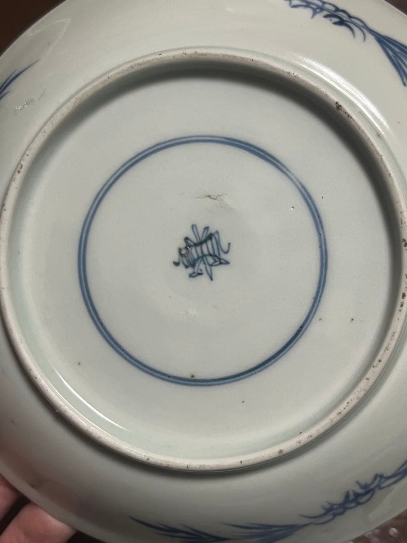 古伊万里　霊芝　なずな　中皿　無傷完品　モダン　伊万里　くらわんか　昆虫文