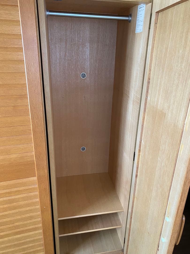 ミラー付き木製ワードローブ収納 クローゼット 洋服箪笥 ハンガーラック洋服収納②