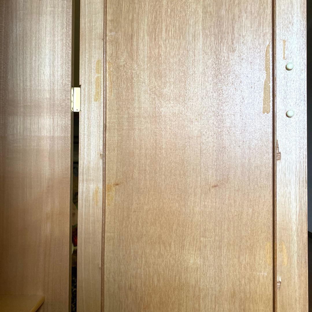 ミラー付き木製ワードローブ収納 クローゼット 洋服箪笥 ハンガーラック洋服収納②