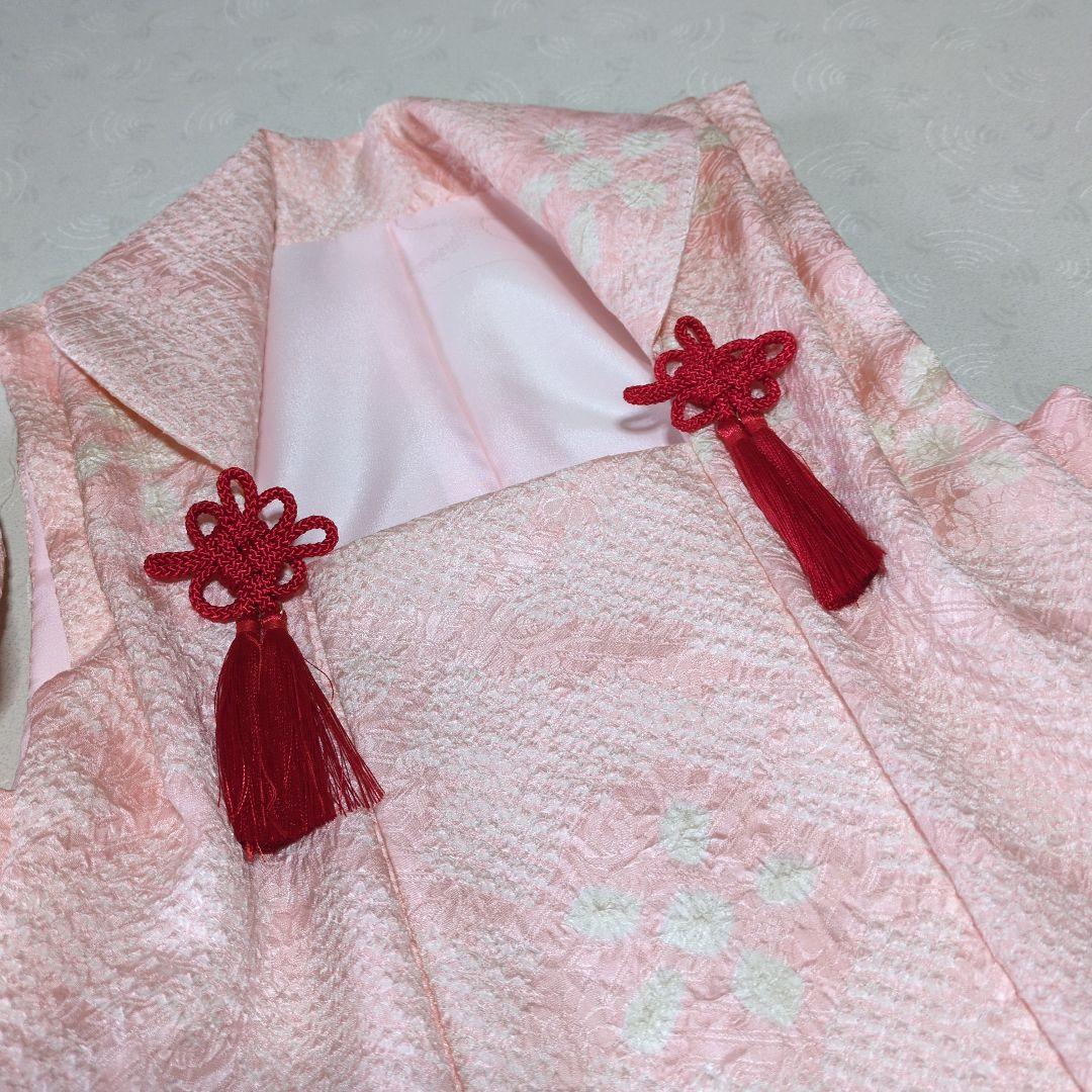 七五三３歳女の子正絹総絞り手縫いの被布と巾着