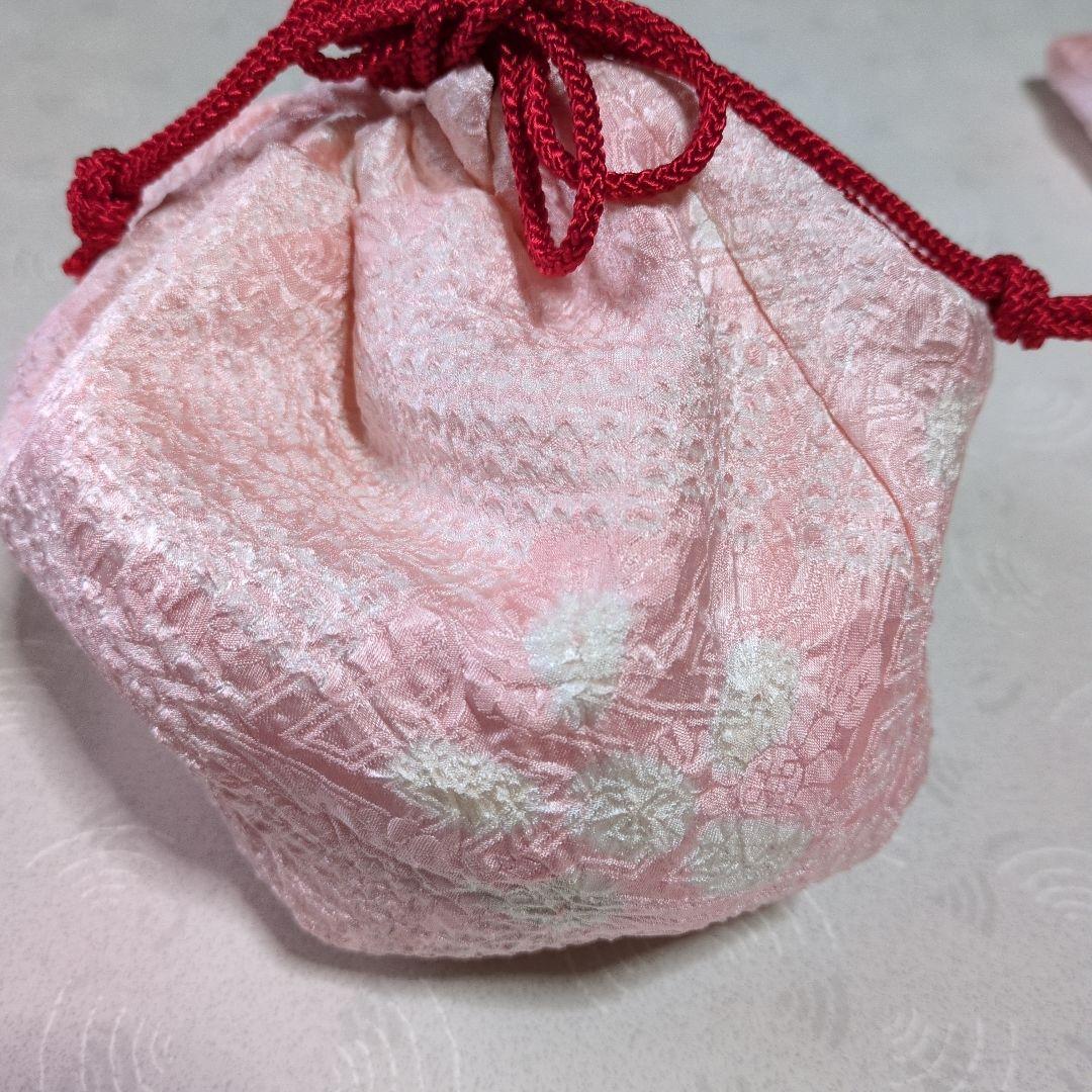 七五三３歳女の子正絹総絞り手縫いの被布と巾着