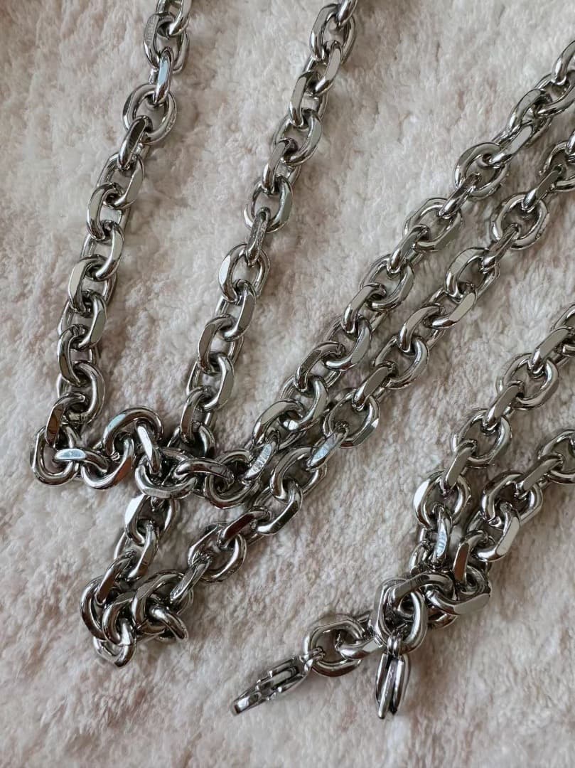 ハンドメイド ショルダー　シルバーバッグ　新品チェーン M-22x18cm