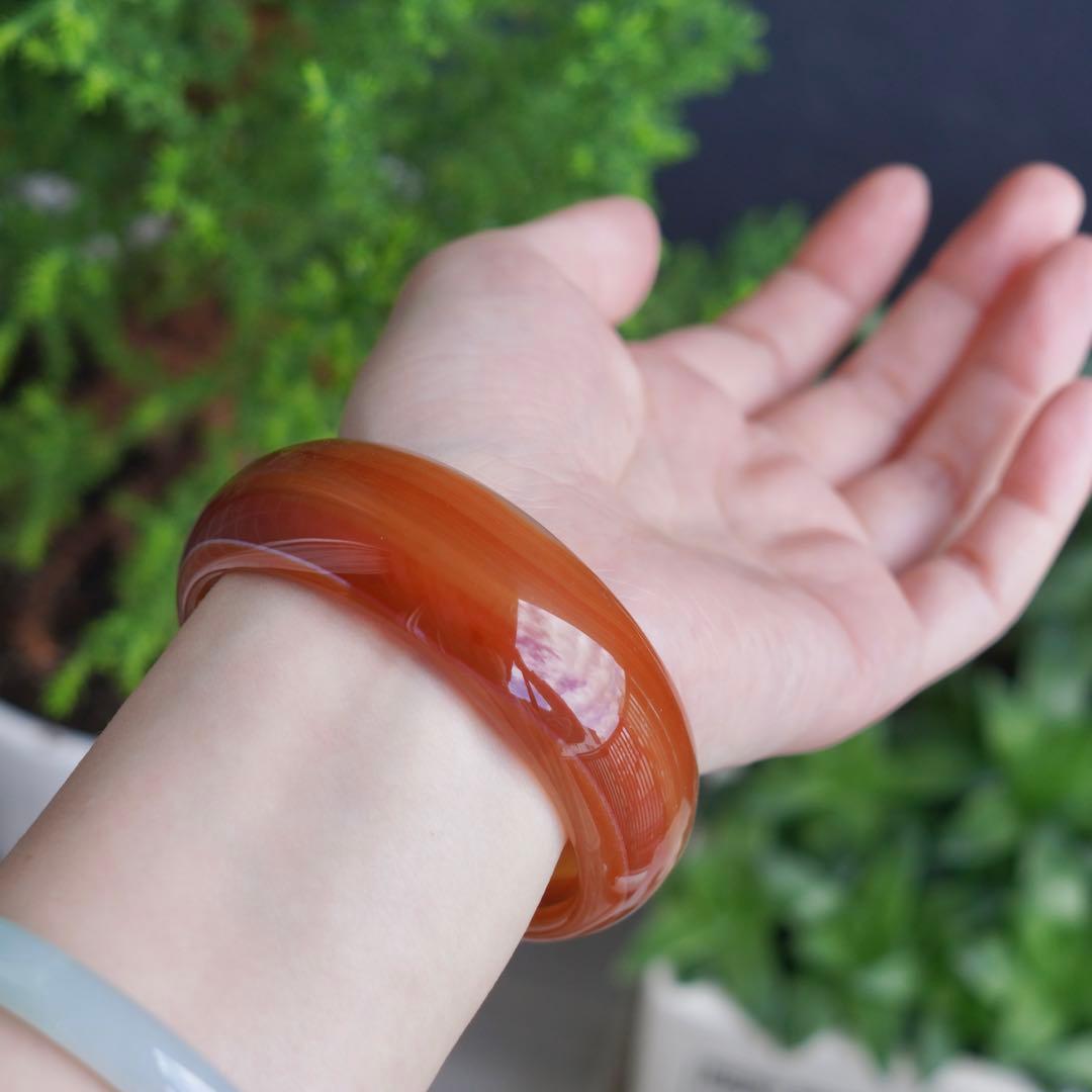 ❄メノウ カルセドニー 玉髄 バングル　腕輪　 新品 0040