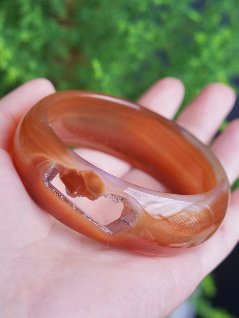 ❄メノウ カルセドニー 玉髄 バングル　腕輪　 新品 0040