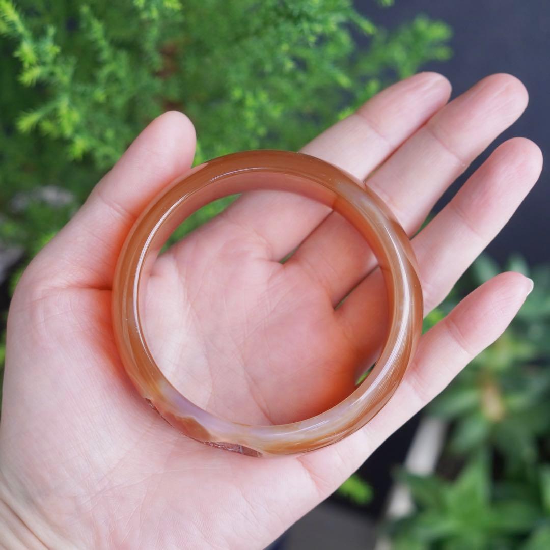 ❄メノウ カルセドニー 玉髄 バングル　腕輪　 新品 0040