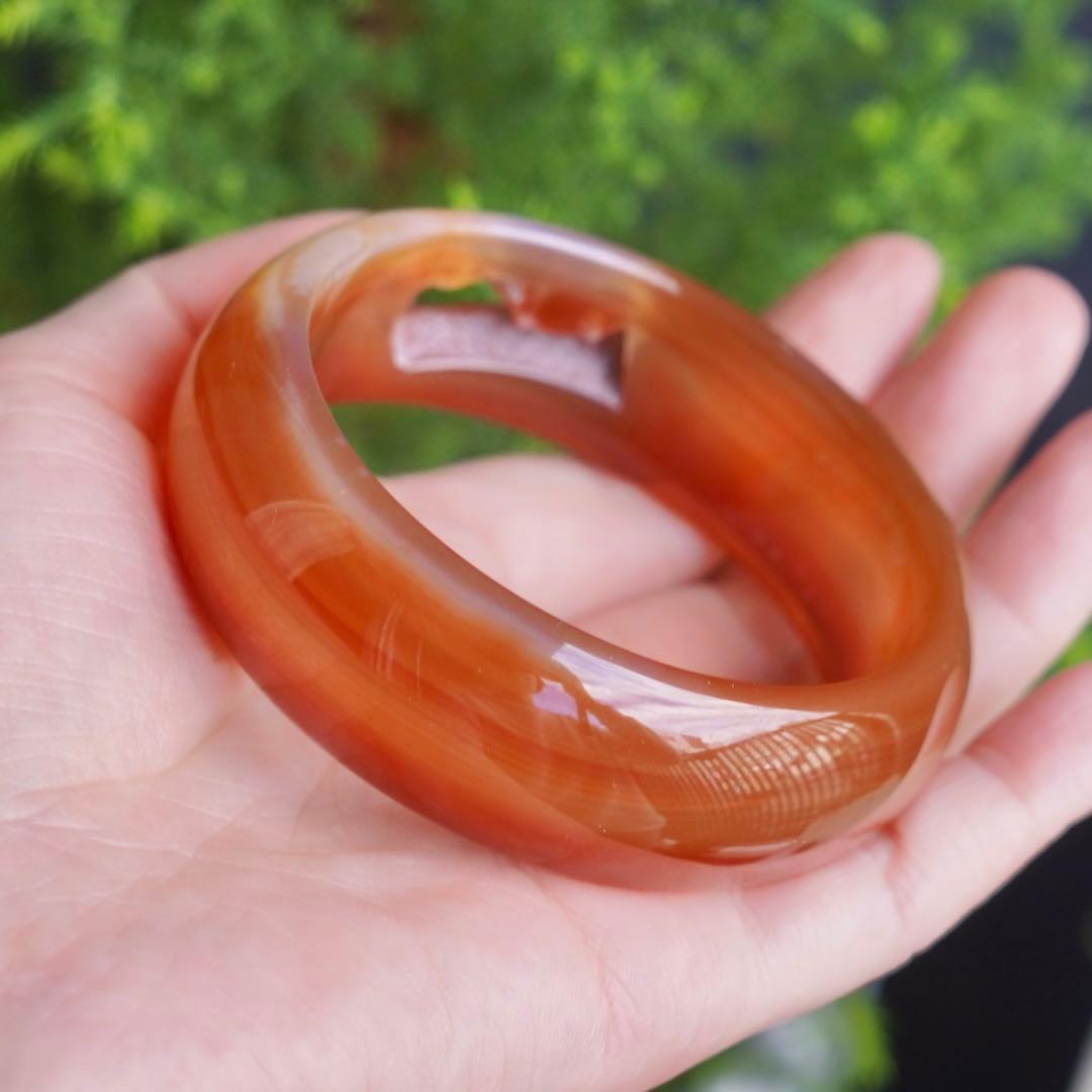 ❄メノウ カルセドニー 玉髄 バングル　腕輪　 新品 0040