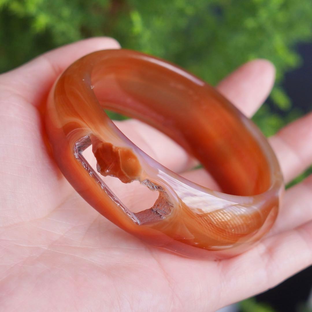 ❄メノウ カルセドニー 玉髄 バングル　腕輪　 新品 0040