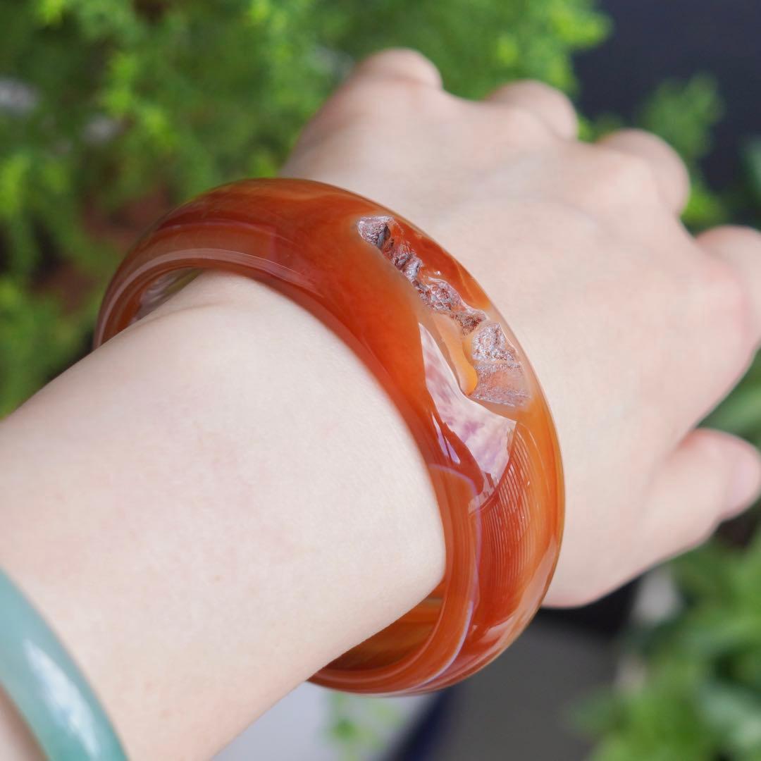 ❄メノウ カルセドニー 玉髄 バングル　腕輪　 新品 0040