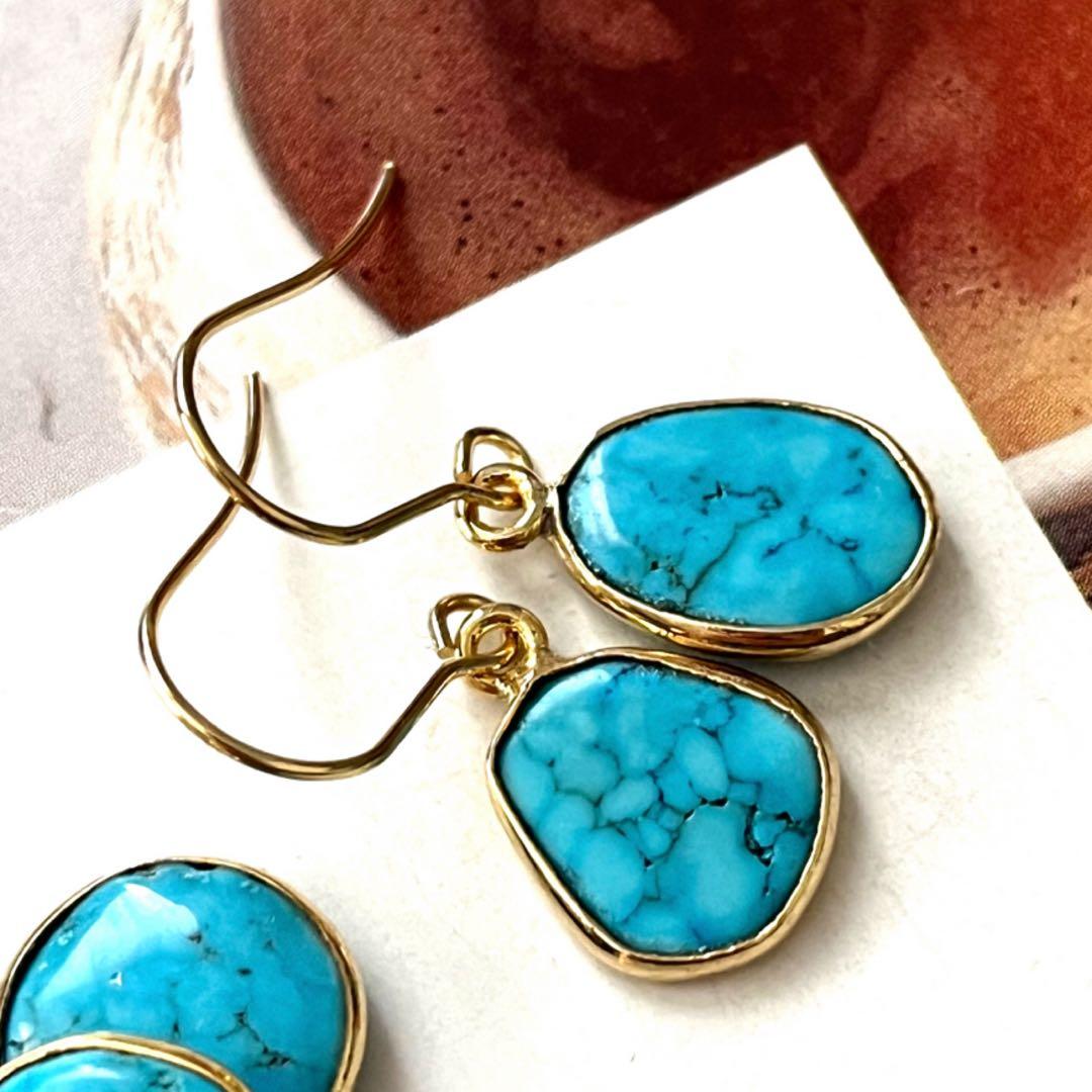 ダンゴ☺︎ 希少石　枠ペルシアンターコイズピアス