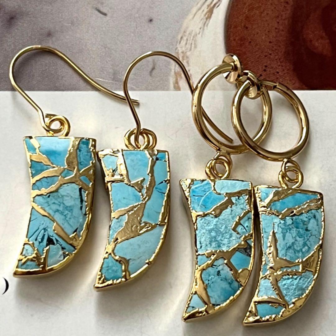 ダンゴ☺︎ 希少石　枠ペルシアンターコイズピアス