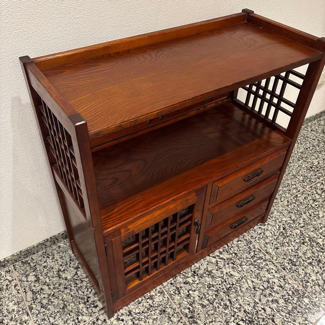 カリモク　チェスト　茶箪笥　飾り棚