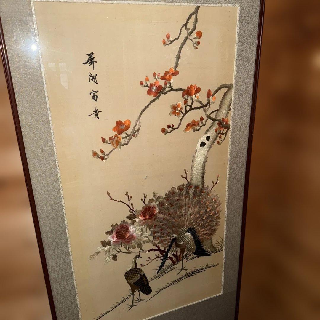 縫い絵 アート 鳥と花