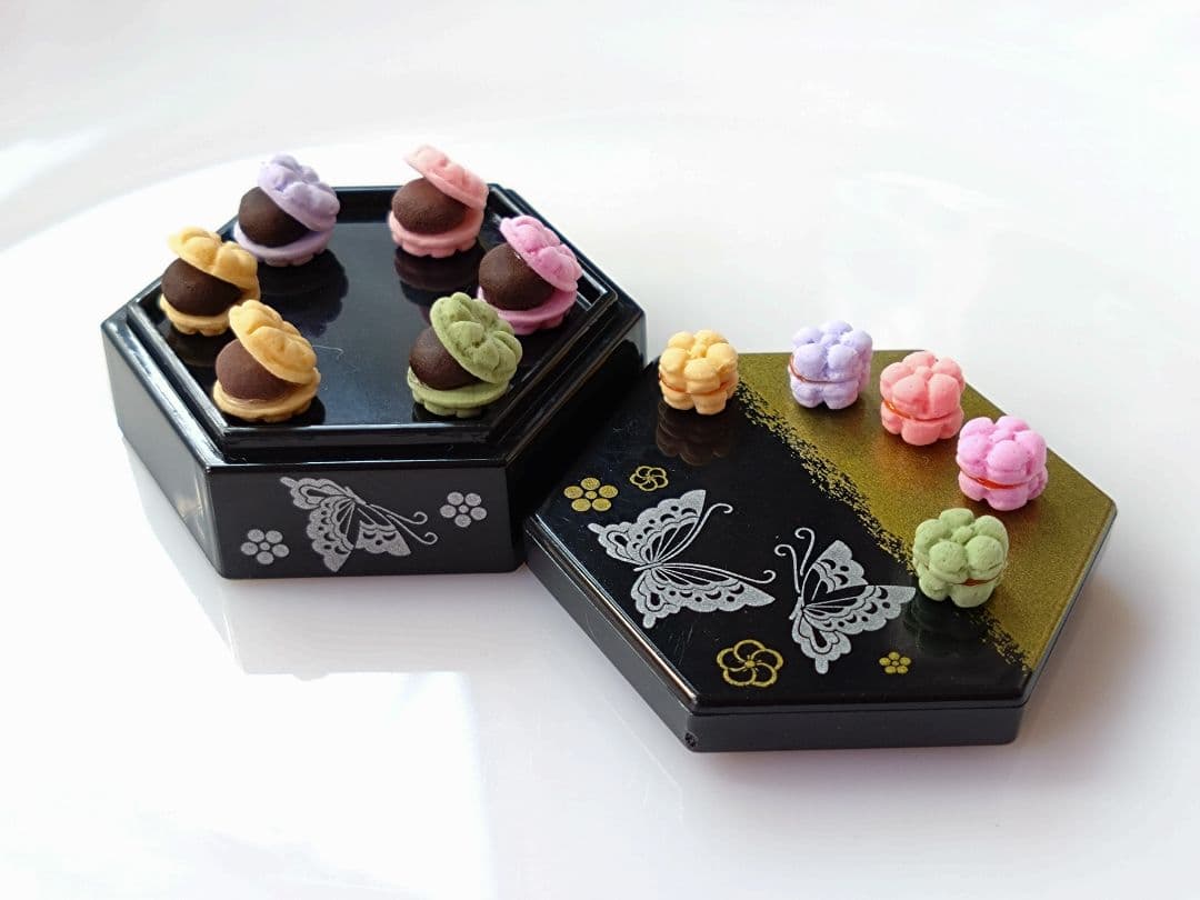 るーむ　ミニチュアスイーツ　最中＆梅最中　ハンドメイド　フェイク和菓子